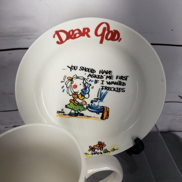 Annie Fitzgerald Royal Norfolk Dear God Prayer Plates 7.5" Set Of 2 Coffee Tea M - Picture 7 of 10